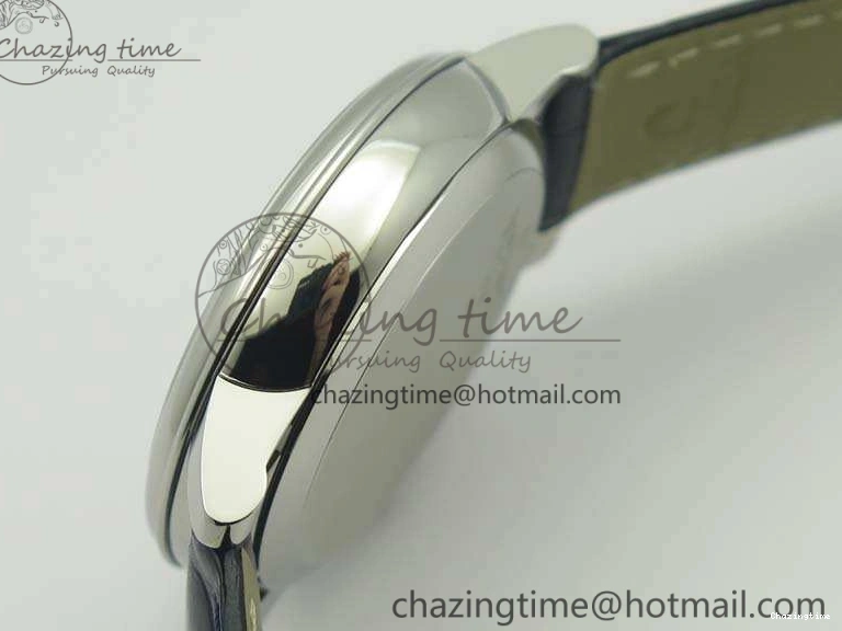 0106 Fashionable De Ville Prestige Real Power Reserve SS TW 1:1 Best Edition White Dial Blue Markers On Leather Strap A 8094